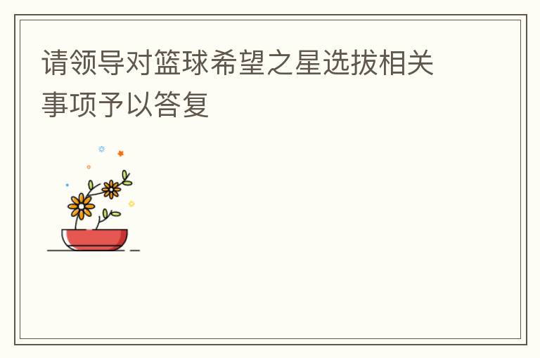 請(qǐng)領(lǐng)導(dǎo)對(duì)籃球希望之星選拔相關(guān)事項(xiàng)予以答復(fù)