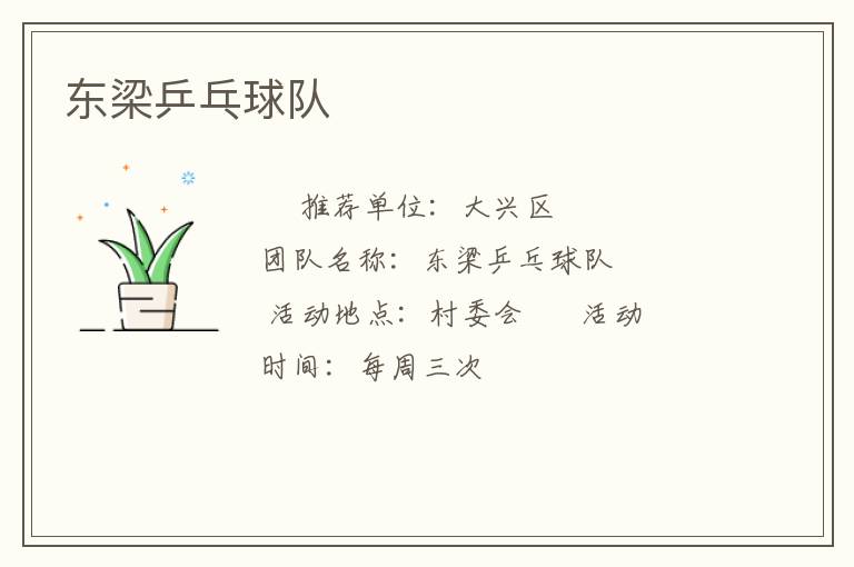 東梁乒乓球隊(duì)