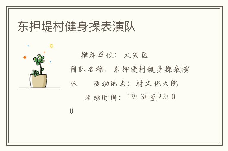 東押堤村健身操表演隊