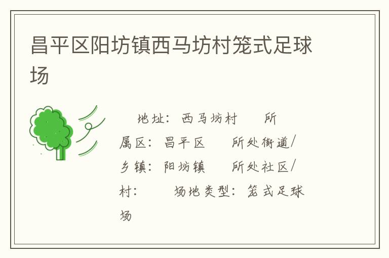 昌平區(qū)陽坊鎮(zhèn)西馬坊村籠式足球場(chǎng)