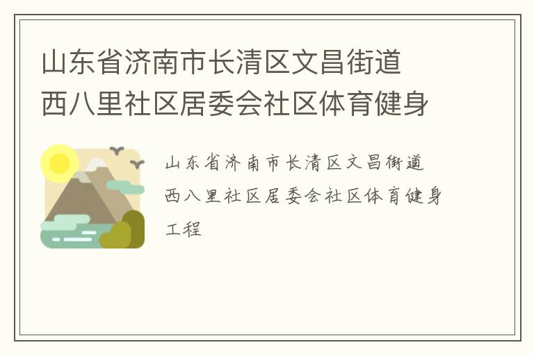 山東省濟(jì)南市長(zhǎng)清區(qū)文昌街道  西八里社區(qū)居委會(huì)社區(qū)體育健身工程