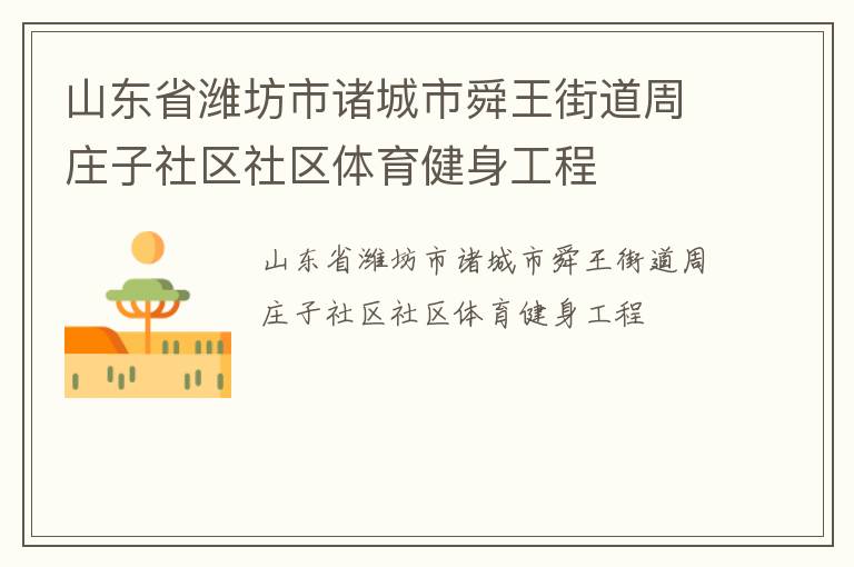 山東省濰坊市諸城市舜王街道周莊子社區(qū)社區(qū)體育健身工程