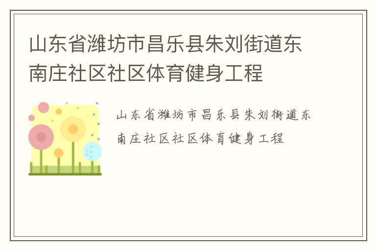 山東省濰坊市昌樂(lè)縣朱劉街道東南莊社區(qū)社區(qū)體育健身工程