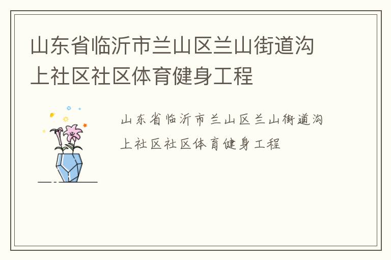 山東省臨沂市蘭山區(qū)蘭山街道溝上社區(qū)社區(qū)體育健身工程
