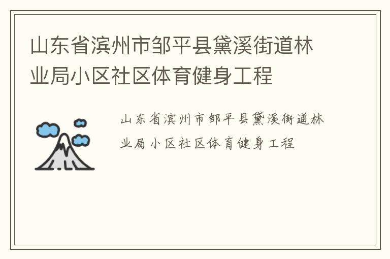 山東省濱州市鄒平縣黛溪街道林業(yè)局小區(qū)社區(qū)體育健身工程