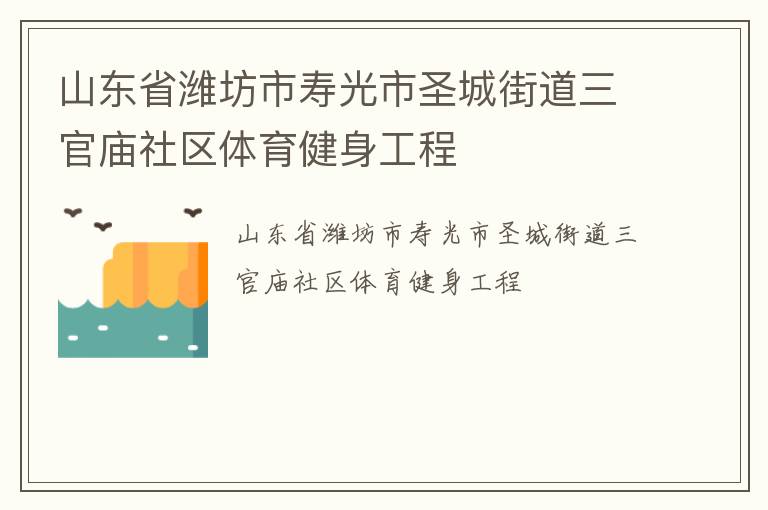 山東省濰坊市壽光市圣城街道三官廟社區(qū)體育健身工程