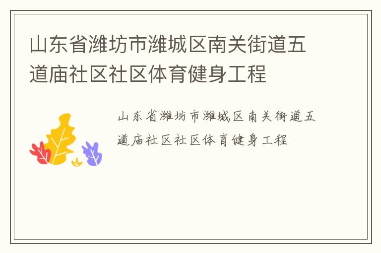 山東省濰坊市濰城區(qū)南關(guān)街道五道廟社區(qū)社區(qū)體育健身工程