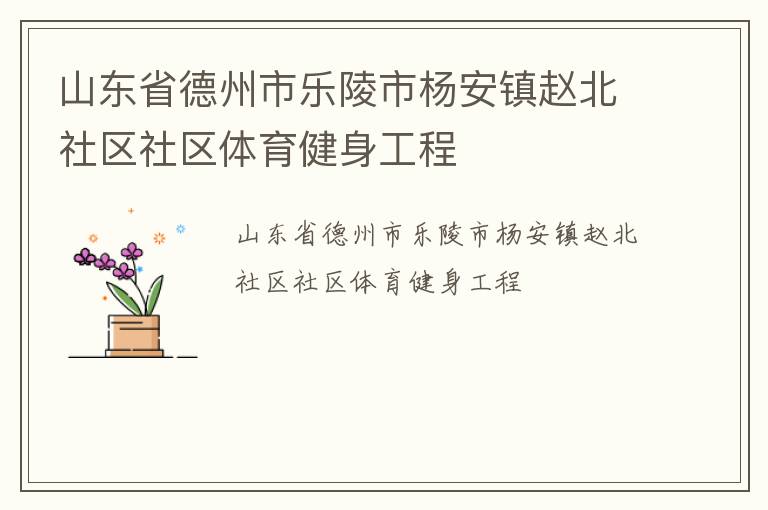 山東省德州市樂陵市楊安鎮(zhèn)趙北社區(qū)社區(qū)體育健身工程