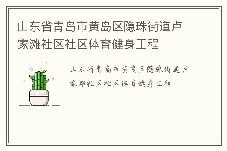 山東省青島市黃島區(qū)隱珠街道盧家灘社區(qū)社區(qū)體育健身工程