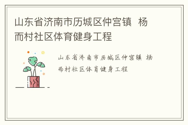 山東省濟南市歷城區(qū)仲宮鎮(zhèn)  楊而村社區(qū)體育健身工程