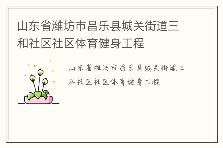 山東省濰坊市昌樂縣城關(guān)街道三和社區(qū)社區(qū)體育健身工程