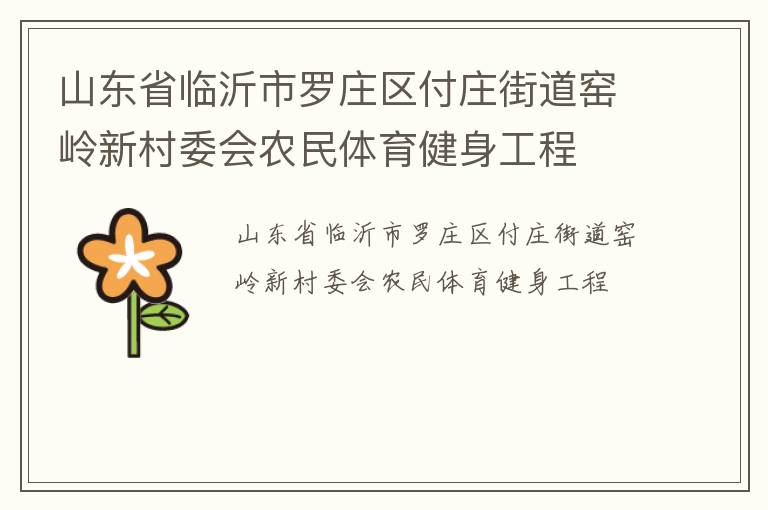 山東省臨沂市羅莊區(qū)付莊街道窯嶺新村委會(huì)農(nóng)民體育健身工程