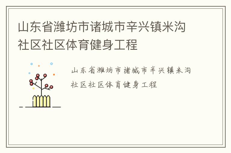 山東省濰坊市諸城市辛興鎮(zhèn)米溝社區(qū)社區(qū)體育健身工程