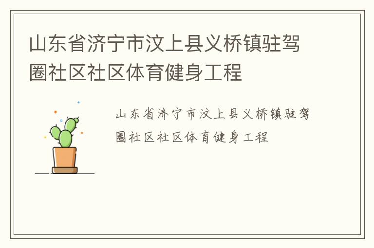 山東省濟寧市汶上縣義橋鎮(zhèn)駐駕圈社區(qū)社區(qū)體育健身工程