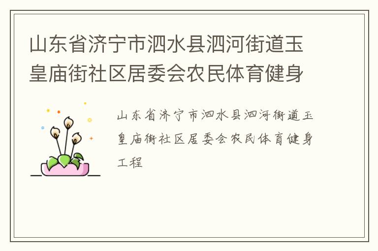 山東省濟(jì)寧市泗水縣泗河街道玉皇廟街社區(qū)居委會(huì)農(nóng)民體育健身工程