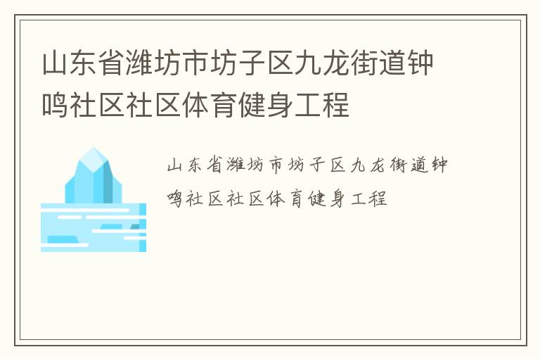 山東省濰坊市坊子區(qū)九龍街道鐘鳴社區(qū)社區(qū)體育健身工程
