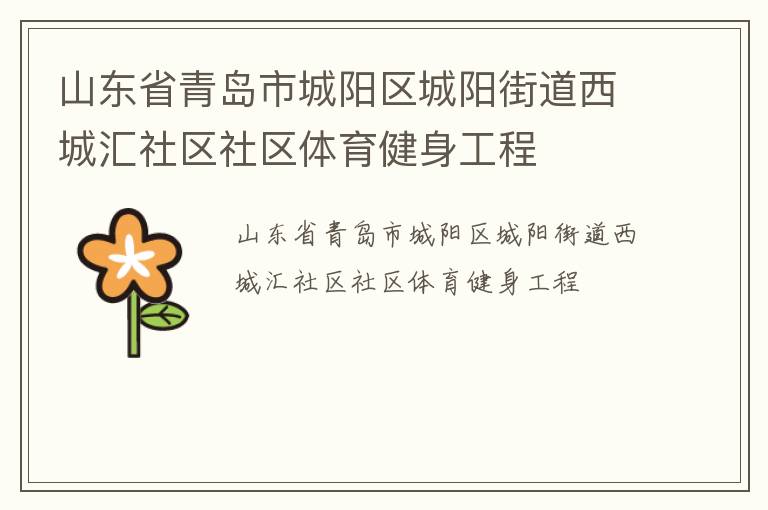 山東省青島市城陽區(qū)城陽街道西城匯社區(qū)社區(qū)體育健身工程