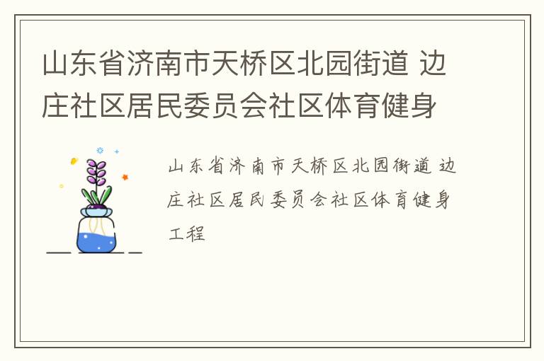 山東省濟(jì)南市天橋區(qū)北園街道 邊莊社區(qū)居民委員會(huì)社區(qū)體育健身工程