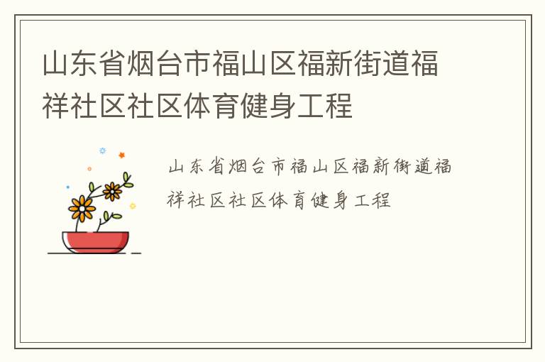 山東省煙臺市福山區(qū)福新街道福祥社區(qū)社區(qū)體育健身工程