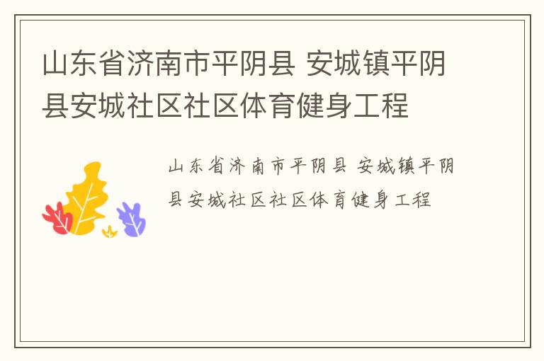 山東省濟南市平陰縣 安城鎮(zhèn)平陰縣安城社區(qū)社區(qū)體育健身工程