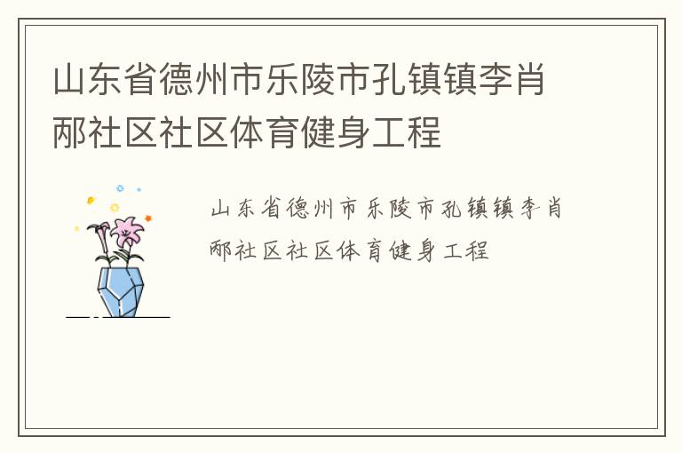 山東省德州市樂陵市孔鎮(zhèn)鎮(zhèn)李肖邴社區(qū)社區(qū)體育健身工程