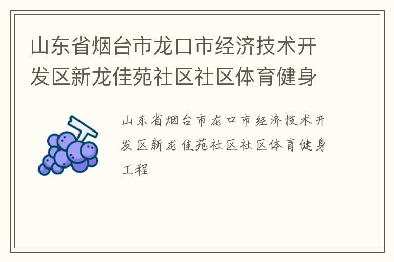 山東省煙臺(tái)市龍口市經(jīng)濟(jì)技術(shù)開發(fā)區(qū)新龍佳苑社區(qū)社區(qū)體育健身工程