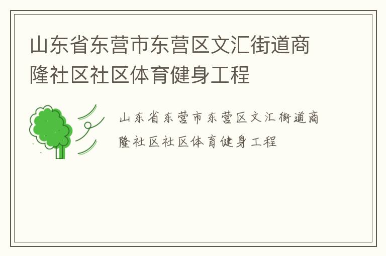 山東省東營(yíng)市東營(yíng)區(qū)文匯街道商隆社區(qū)社區(qū)體育健身工程