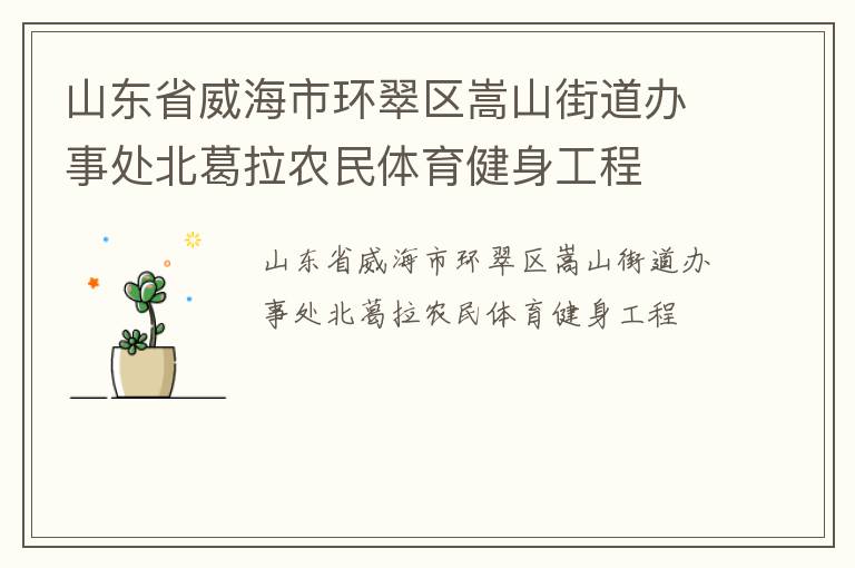 山東省威海市環(huán)翠區(qū)嵩山街道辦事處北葛拉農(nóng)民體育健身工程