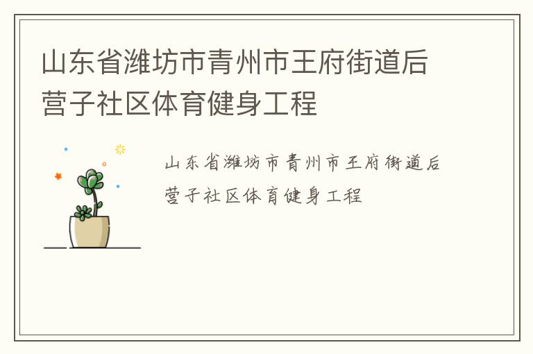 山東省濰坊市青州市王府街道后營(yíng)子社區(qū)體育健身工程