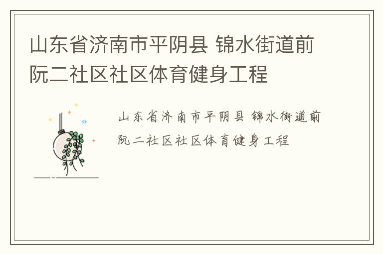 山東省濟(jì)南市平陰縣 錦水街道前阮二社區(qū)社區(qū)體育健身工程