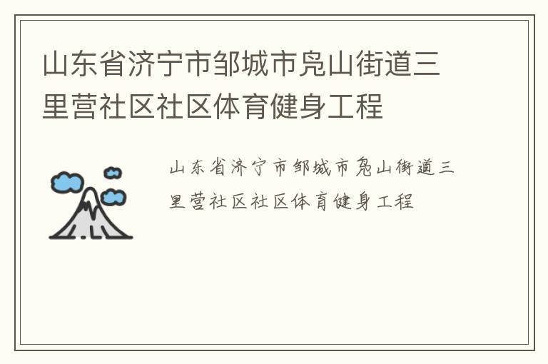 山東省濟寧市鄒城市鳧山街道三里營社區(qū)社區(qū)體育健身工程
