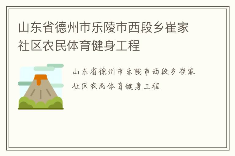 山東省德州市樂(lè)陵市西段鄉(xiāng)崔家社區(qū)農(nóng)民體育健身工程