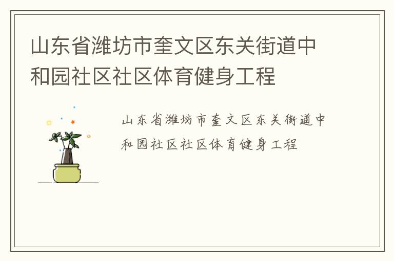山東省濰坊市奎文區(qū)東關街道中和園社區(qū)社區(qū)體育健身工程