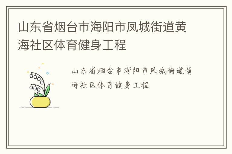 山東省煙臺市海陽市鳳城街道黃海社區(qū)體育健身工程