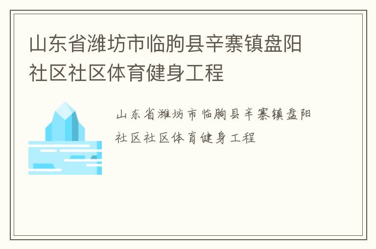 山東省濰坊市臨朐縣辛寨鎮(zhèn)盤陽社區(qū)社區(qū)體育健身工程