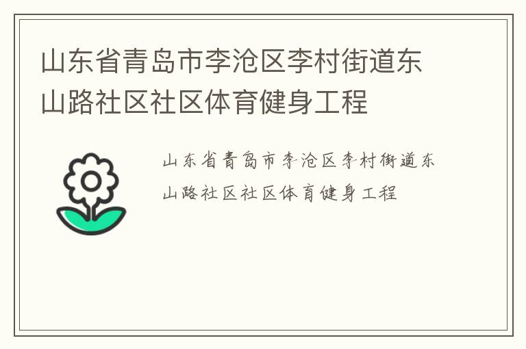 山東省青島市李滄區(qū)李村街道東山路社區(qū)社區(qū)體育健身工程