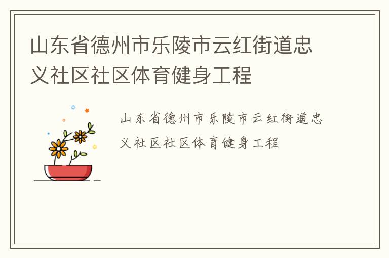 山東省德州市樂陵市云紅街道忠義社區(qū)社區(qū)體育健身工程