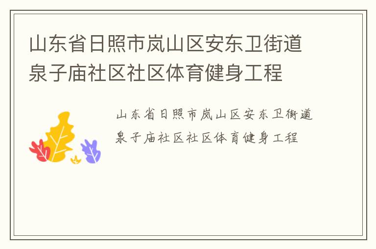 山東省日照市嵐山區(qū)安東衛(wèi)街道泉子廟社區(qū)社區(qū)體育健身工程