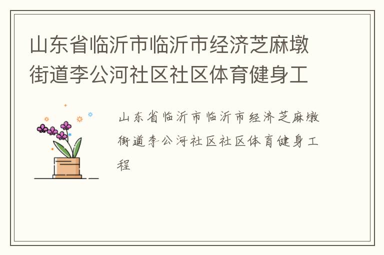 山東省臨沂市臨沂市經(jīng)濟(jì)芝麻墩街道李公河社區(qū)社區(qū)體育健身工程