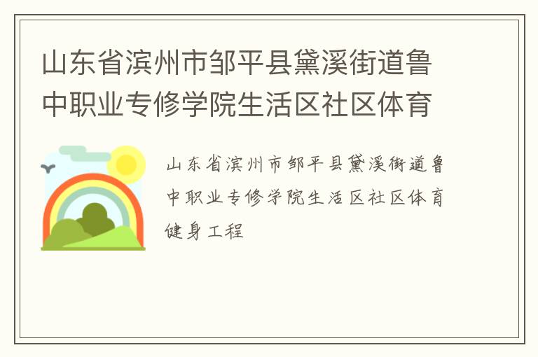山東省濱州市鄒平縣黛溪街道魯中職業(yè)專修學(xué)院生活區(qū)社區(qū)體育健身工程