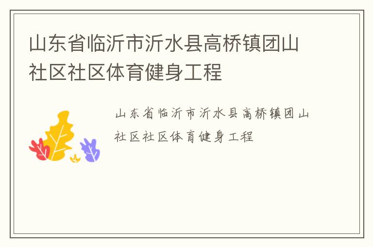 山東省臨沂市沂水縣高橋鎮(zhèn)團(tuán)山社區(qū)社區(qū)體育健身工程