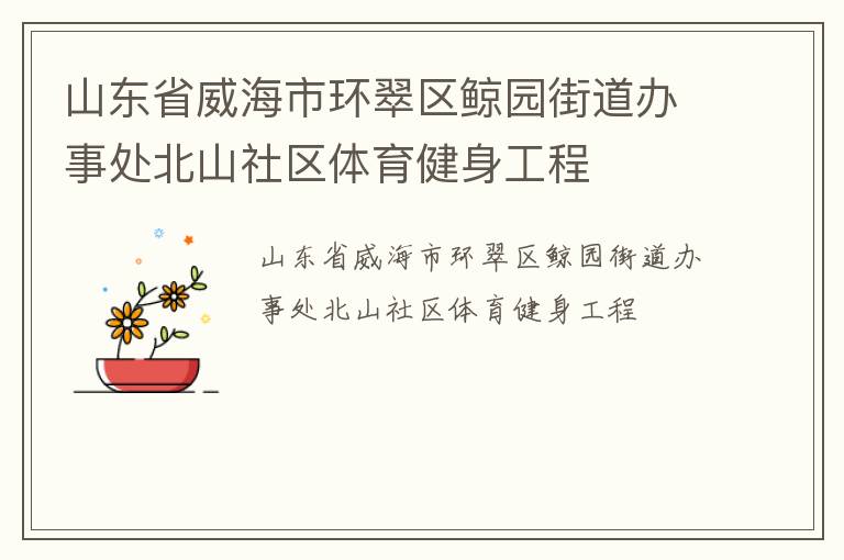 山東省威海市環(huán)翠區(qū)鯨園街道辦事處北山社區(qū)體育健身工程