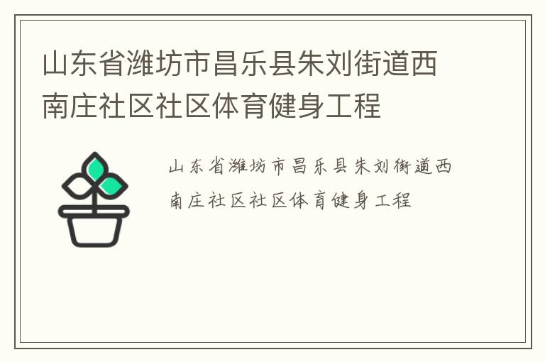 山東省濰坊市昌樂(lè)縣朱劉街道西南莊社區(qū)社區(qū)體育健身工程