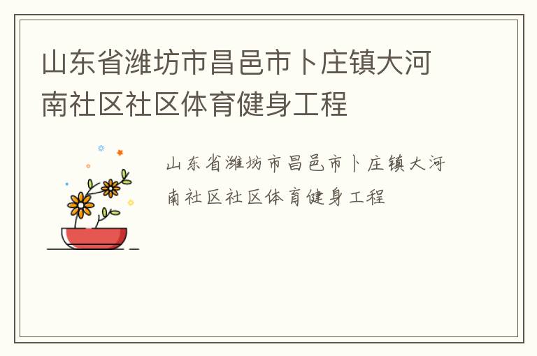 山東省濰坊市昌邑市卜莊鎮(zhèn)大河南社區(qū)社區(qū)體育健身工程