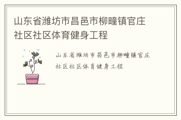 山東省濰坊市昌邑市柳疃鎮(zhèn)官莊社區(qū)社區(qū)體育健身工程