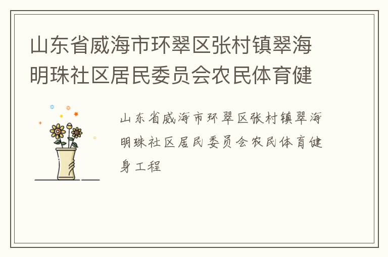 山東省威海市環(huán)翠區(qū)張村鎮(zhèn)翠海明珠社區(qū)居民委員會農(nóng)民體育健身工程