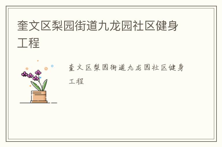 奎文區(qū)梨園街道九龍園社區(qū)健身工程