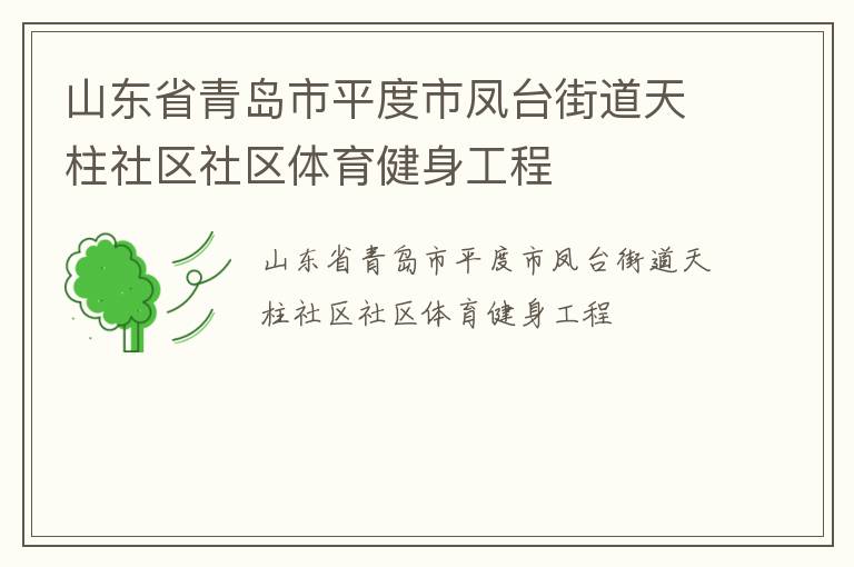 山東省青島市平度市鳳臺(tái)街道天柱社區(qū)社區(qū)體育健身工程