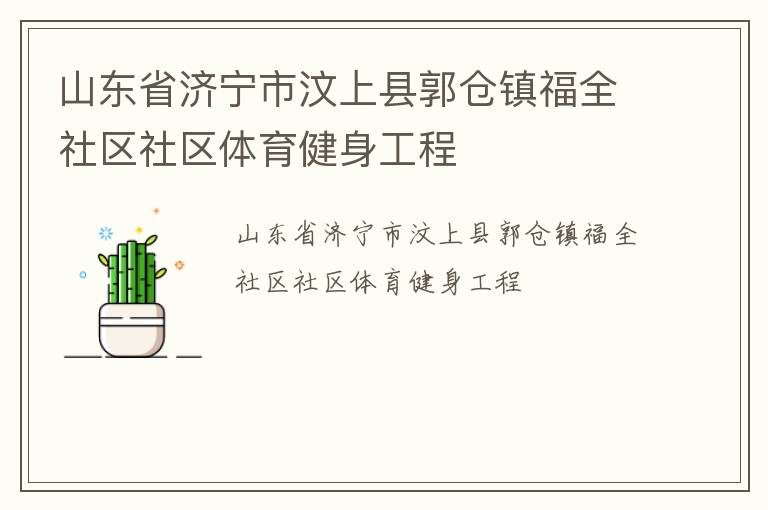 山東省濟寧市汶上縣郭倉鎮(zhèn)福全社區(qū)社區(qū)體育健身工程