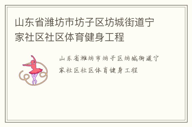 山東省濰坊市坊子區(qū)坊城街道寧家社區(qū)社區(qū)體育健身工程